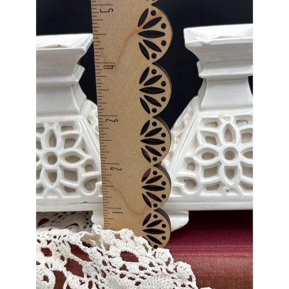 Pair Vintage Candle Holders Ardalt Artware Japan Openwork White Porcelain - Picture 4 of 8